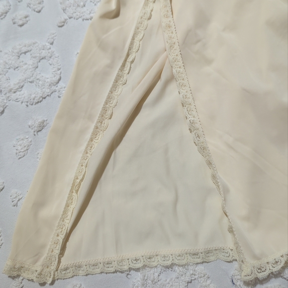 Vintage Shadowline Ivory Full Maxi Slip Nylon Spandex Side Split Size 36 - Picture 7 of 12